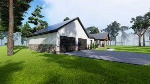 The Heritage 1665 sq foot barndo floor plan side view garage