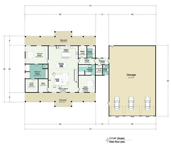 Apex Barndominium First Floor Floor Plan in 2D thumbnail