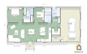 Floor Plan Layout for The Cowboy Barndominium - part of our Texas Barndo Collection. 2br 2ba