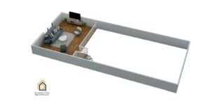 Loft area 3D layout of Dove Barndominium floor plan
