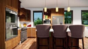Cowboy Barndominium kitchen rendering 2