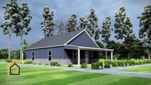 Rustin Nook 1200 sq foot barndominium left side elevation rendering 30x40