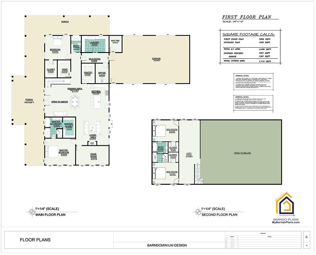 2D Floor Plan Layout of The Summit Barndominium