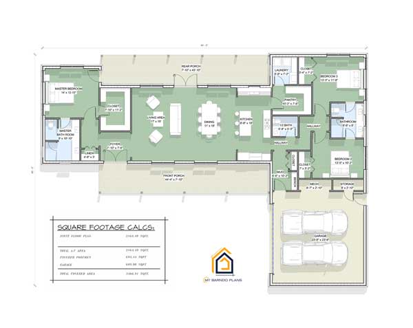 Thumbnail of 2000 sq foot Prairie Barndominium floor plan