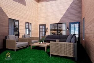 Court yard photo of Modern A Barndominium