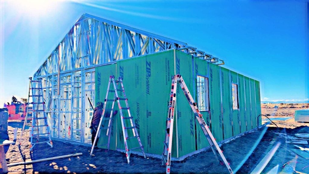 Cold Formed Steel Pre fab Home Being Erected