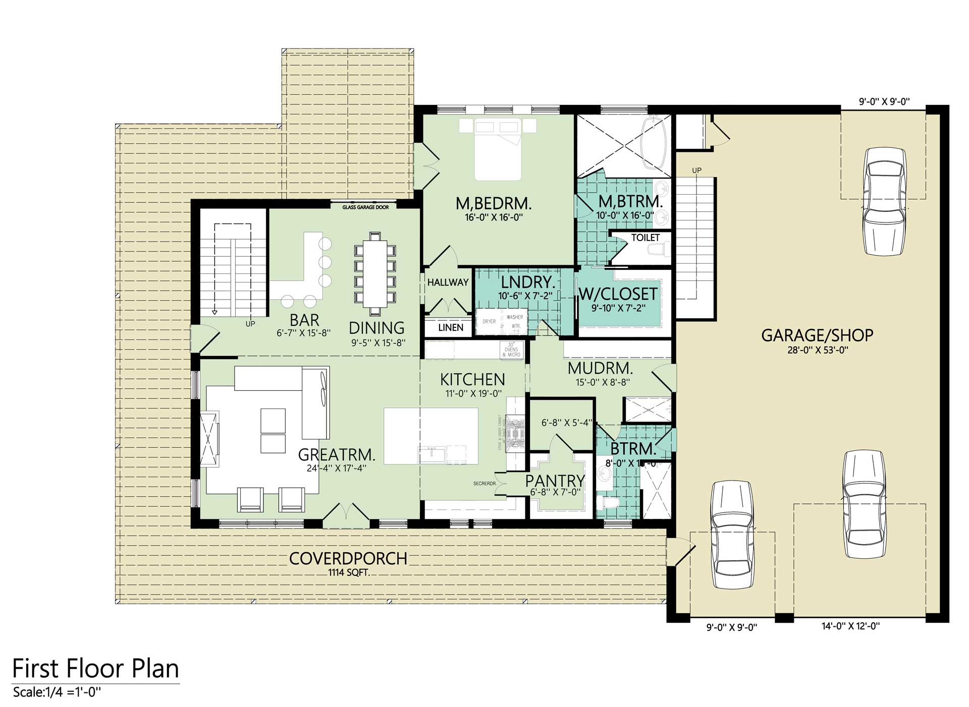 Downstairs Floor Plan layout for Double D barndominium