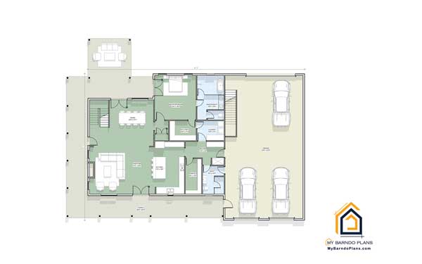 four-bedroom barndominium floor plan thumb