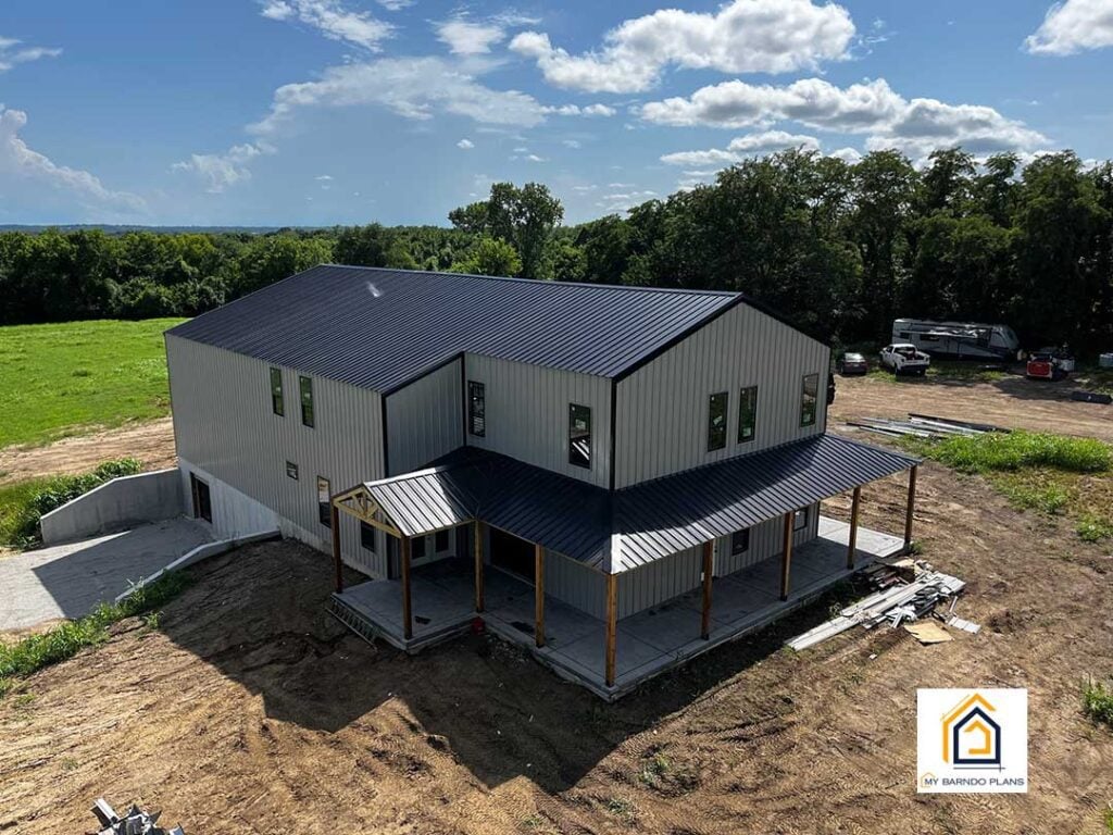 Red Iron Actual Double D Ranch barndominium constructed from a My Barndo Plans home kit.