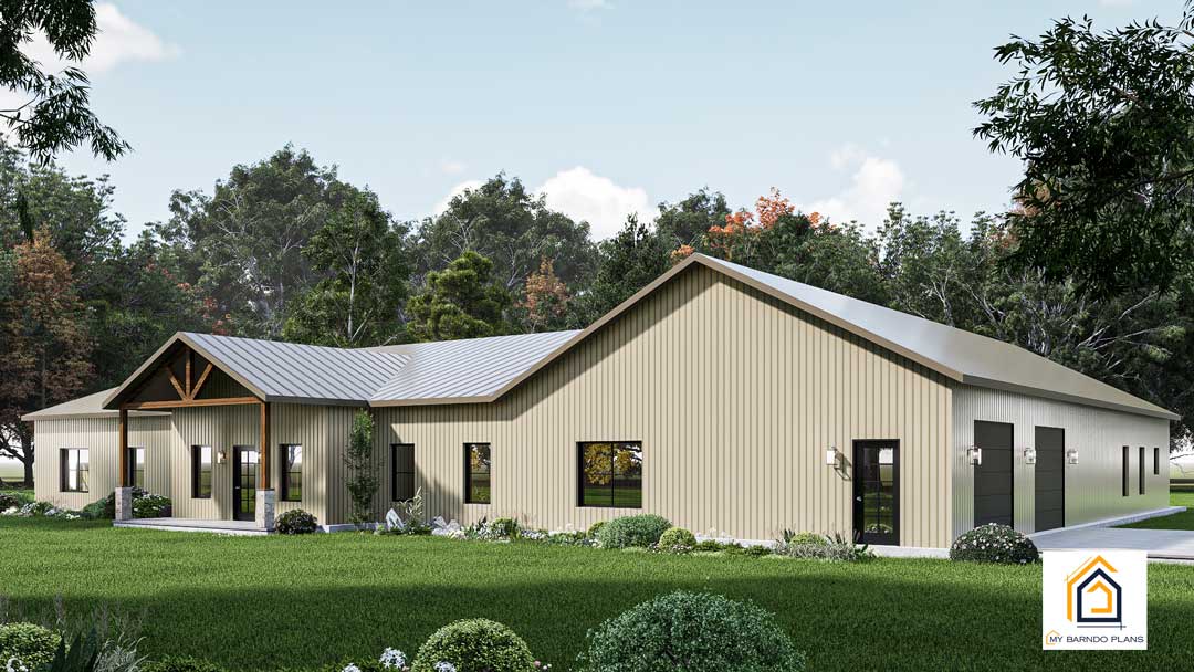 Outlaw Barndominium Kit with In-Law Suite shown in light colors