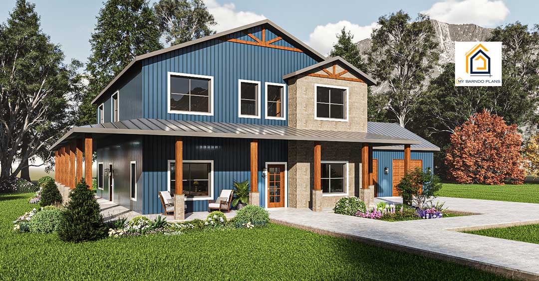 Reardon Barndominium Kit Package in Blue Metal Siding