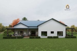 Back of Huron 4 BR Barndominium showing patio area