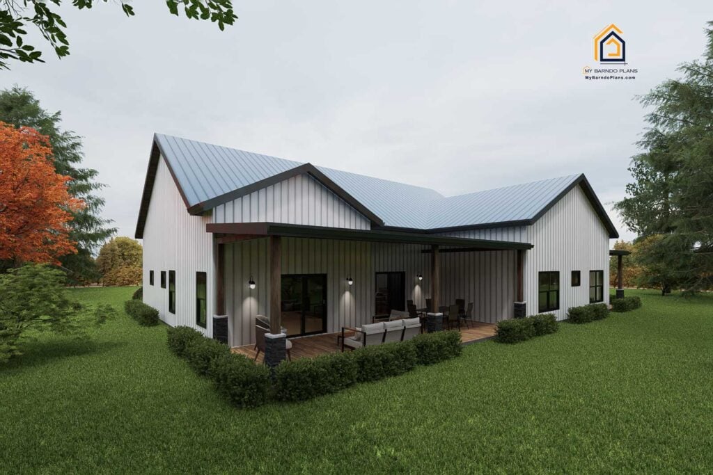 Large backyard patio area for Huron Barndominium