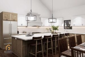 zoom in on kitchen in Longhorn Barndominium