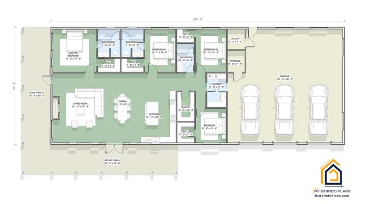 Longhorn Barndo Floor Plan 4 BR