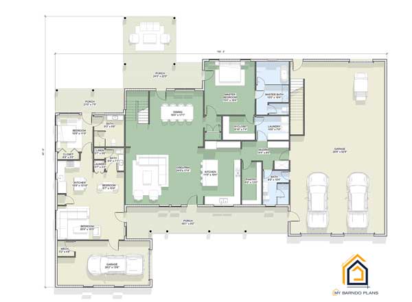 In Law Multi Generational home plan called Double G