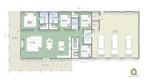 Floor Plan Layout for Modern Barndominium call the Arcadia