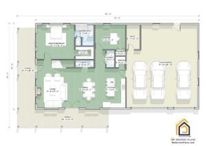 3 BR Centennial Barndominium First Floor Layout with Office