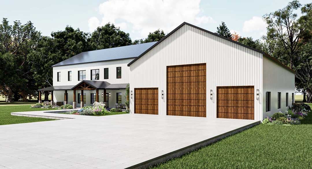 Apex red iron barndominium kit exterior