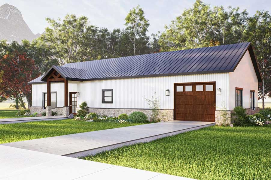 Cowboy red iron barndominium kit exterior