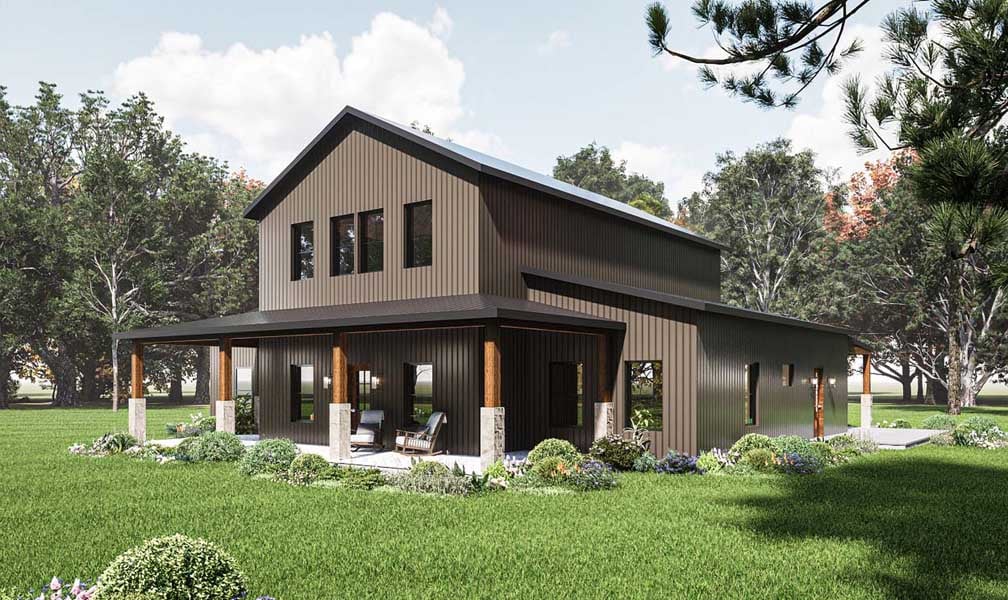 Heartland red iron barndominium kit exterior