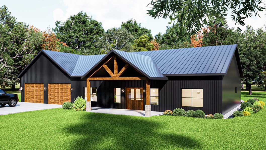 Heritage red iron barndominium kit exterior