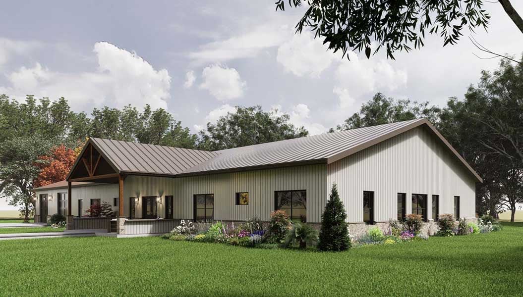 Liberty red iron barndominium kit exterior
