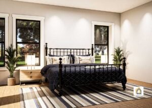 4 BR Table Rock barndominium master bedroom with large windows, natural light, and spacious layout