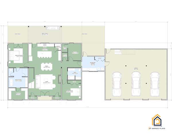 Thumbnail for Franklin 3 BR Barndominium Plan